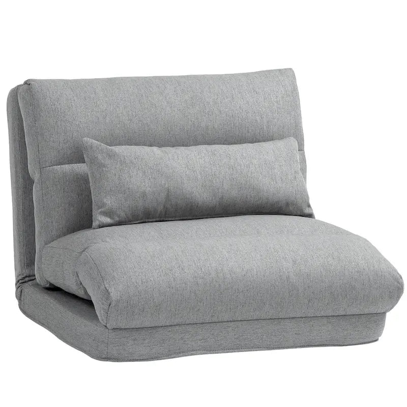 Gray 27.6" Folding Chaise Lounge Chair with Pillow