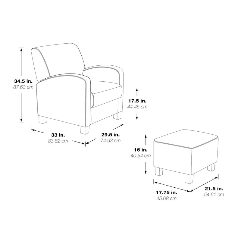 Herringbone Orange Club Chair and Ottoman Set with Espresso Legs