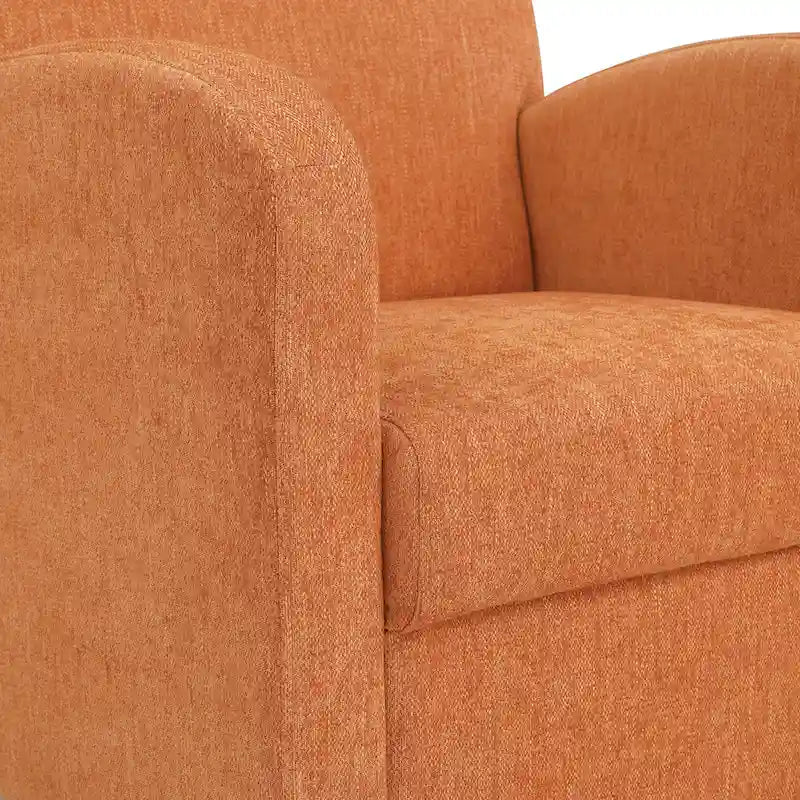 Herringbone Orange Club Chair and Ottoman Set with Espresso Legs