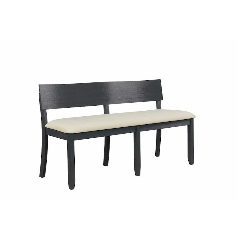 Solid Rubberwood Dining Bench with Curved Backrest and Upholstered Seat