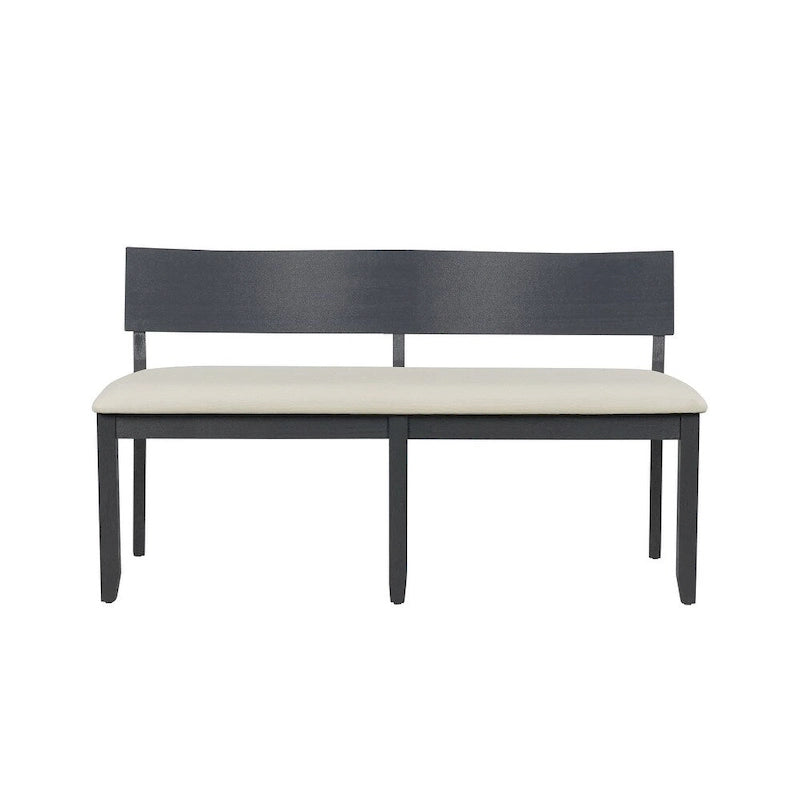Solid Rubberwood Dining Bench with Curved Backrest and Upholstered Seat