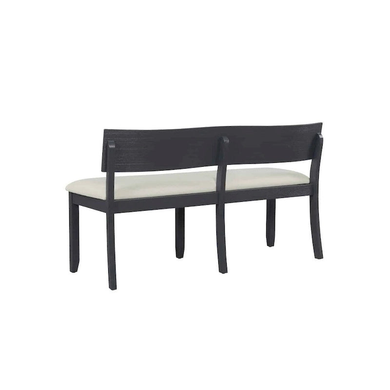 Solid Rubberwood Dining Bench with Curved Backrest and Upholstered Seat