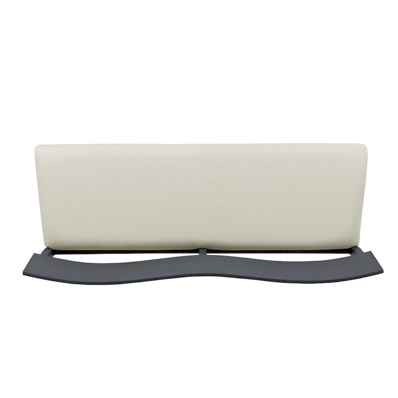 Solid Rubberwood Dining Bench with Curved Backrest and Upholstered Seat