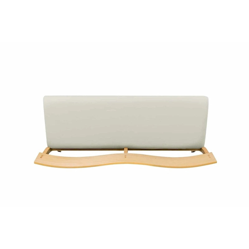 Solid Rubberwood Dining Bench with Curved Backrest and Upholstered Seat