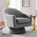 Performance Velvet Fabric Swivel Accent Chair with Wood Base