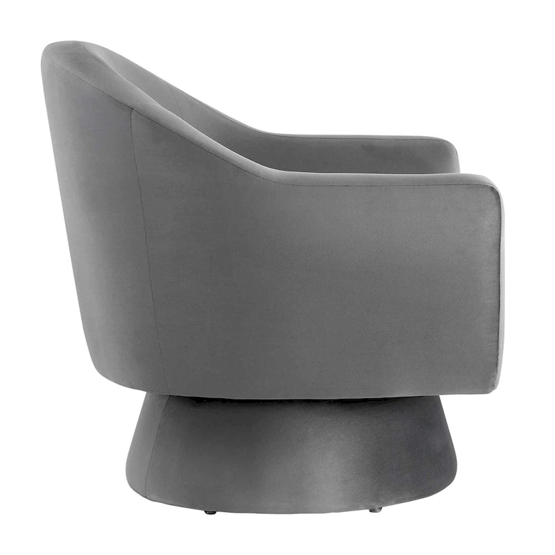 Performance Velvet Fabric Swivel Accent Chair with Wood Base