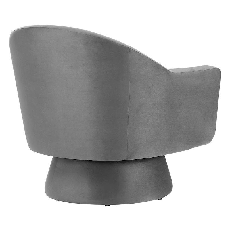 Performance Velvet Fabric Swivel Accent Chair with Wood Base