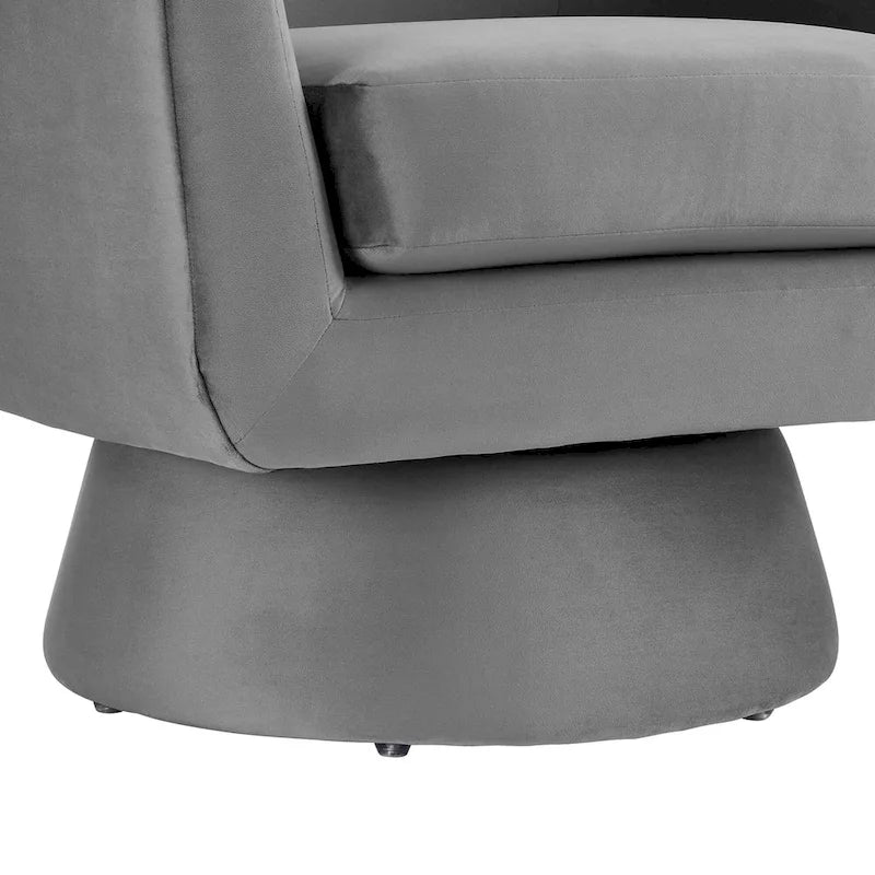 Performance Velvet Fabric Swivel Accent Chair with Wood Base