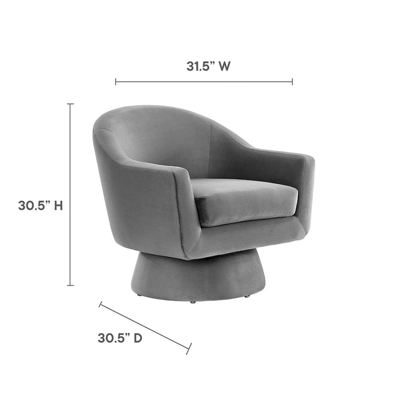 Performance Velvet Fabric Swivel Accent Chair with Wood Base