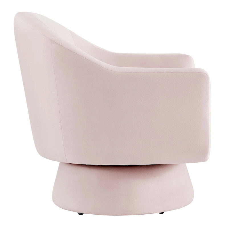 Performance Velvet Fabric Swivel Accent Chair with Wood Base