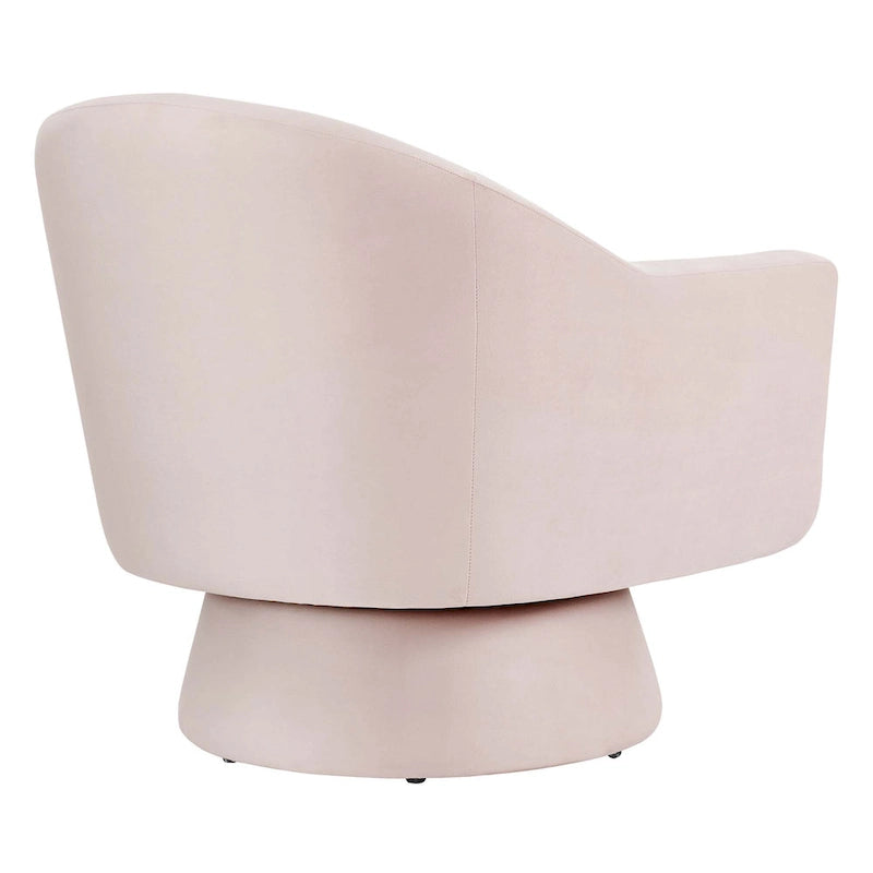 Performance Velvet Fabric Swivel Accent Chair with Wood Base