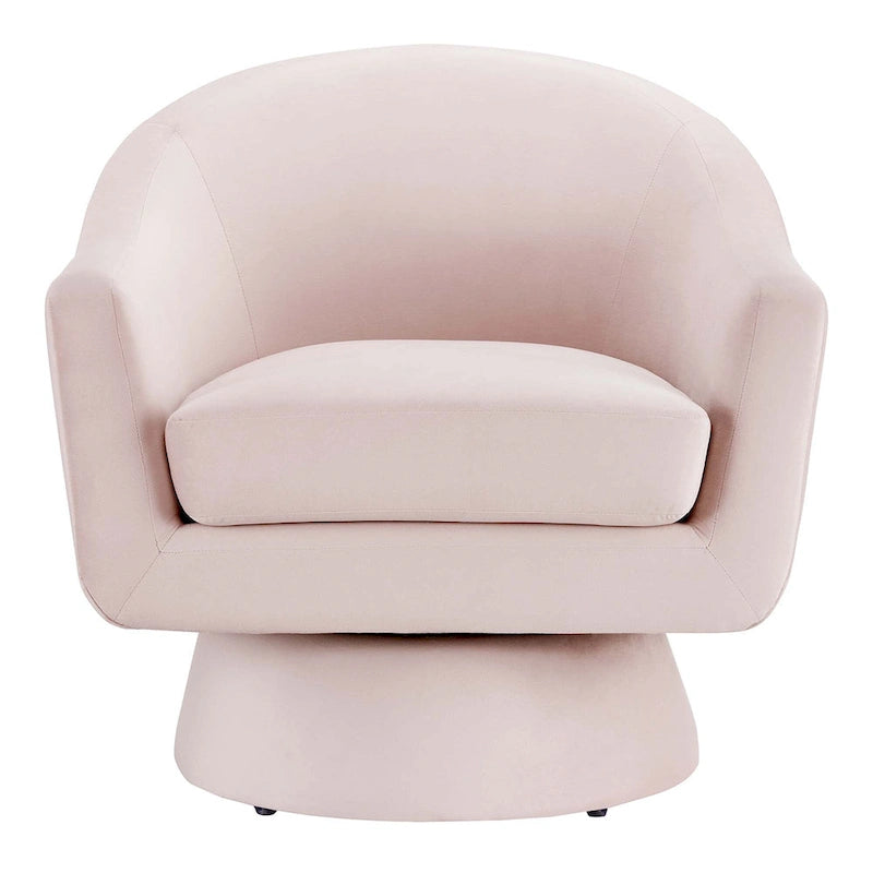 Performance Velvet Fabric Swivel Accent Chair with Wood Base