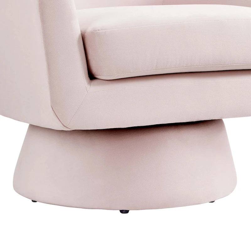 Performance Velvet Fabric Swivel Accent Chair with Wood Base