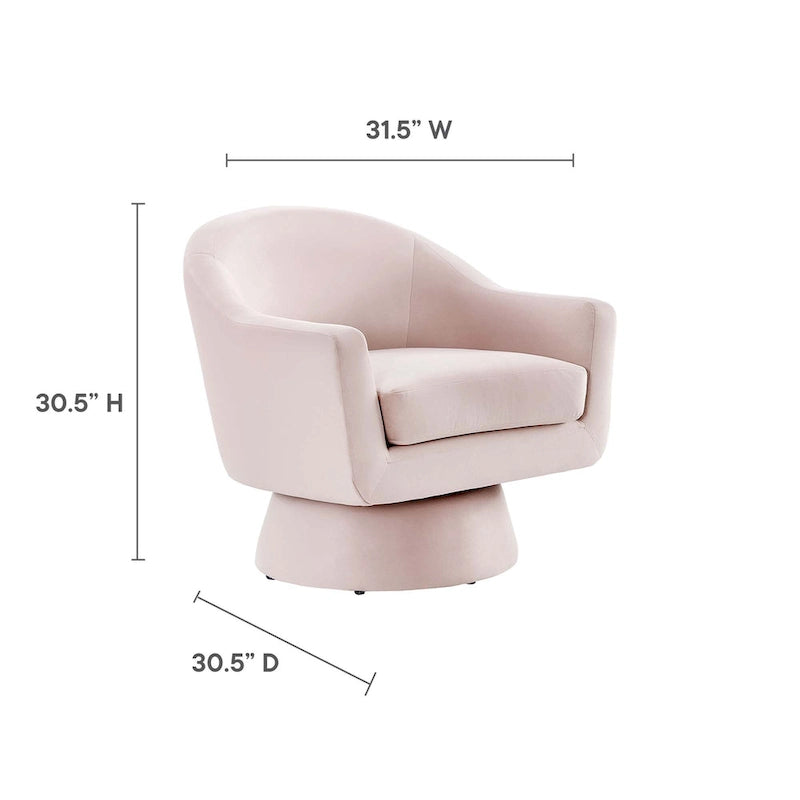 Performance Velvet Fabric Swivel Accent Chair with Wood Base