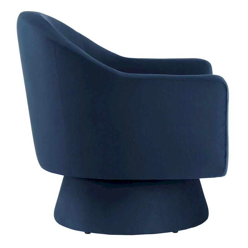 Performance Velvet Fabric Swivel Accent Chair with Wood Base
