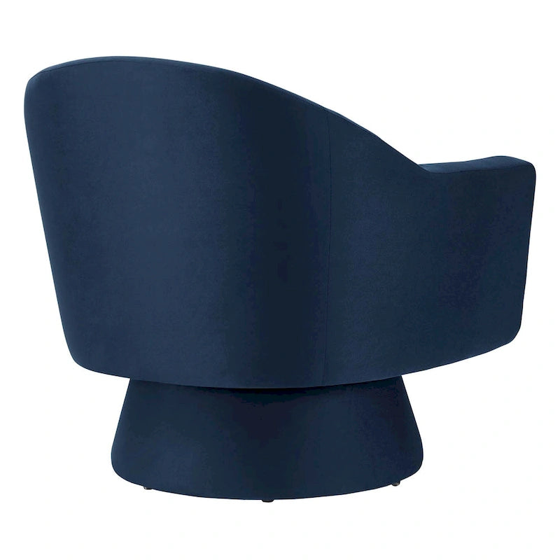 Performance Velvet Fabric Swivel Accent Chair with Wood Base