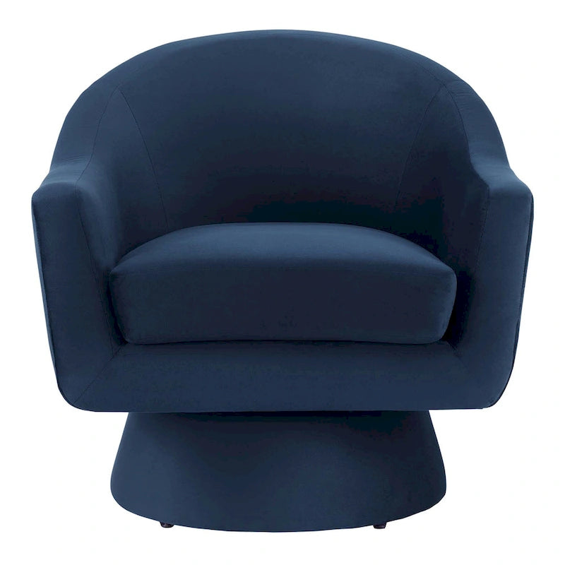 Performance Velvet Fabric Swivel Accent Chair with Wood Base