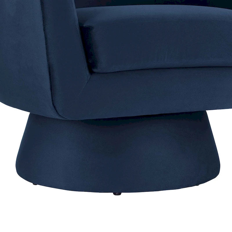 Performance Velvet Fabric Swivel Accent Chair with Wood Base