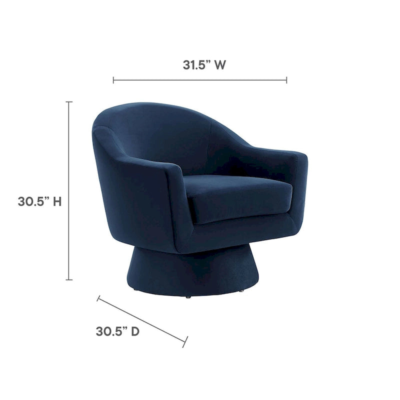 Performance Velvet Fabric Swivel Accent Chair with Wood Base