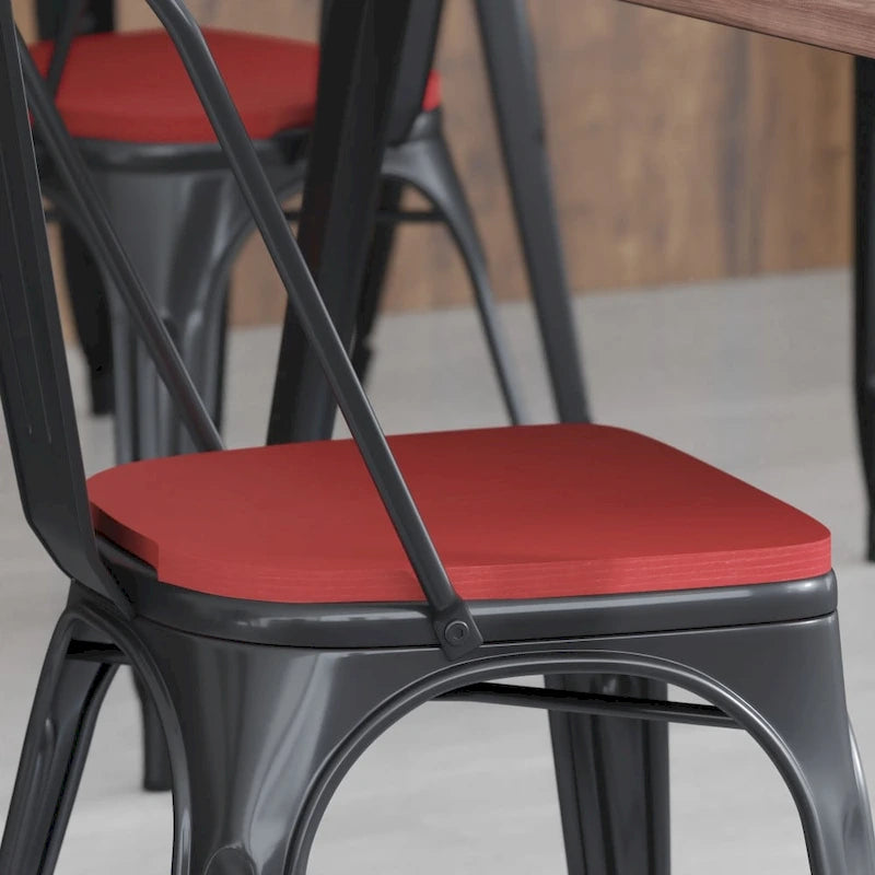 Sièges de rechange en polyrésine tout temps pour chaises et tabourets métalliques, lot de 4