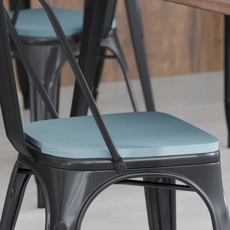 Sièges de rechange en polyrésine tout temps pour chaises et tabourets métalliques, lot de 4