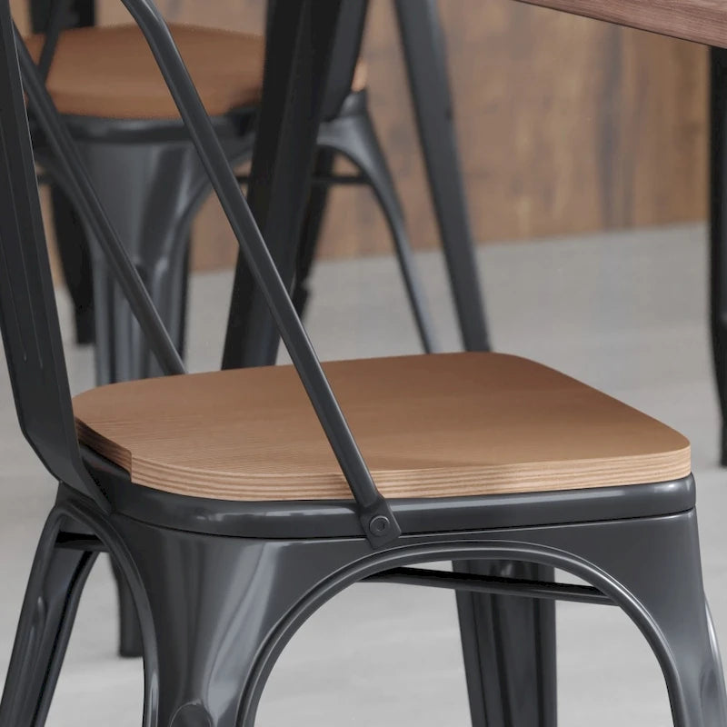Sièges de rechange en polyrésine tout temps pour chaises et tabourets métalliques, lot de 4