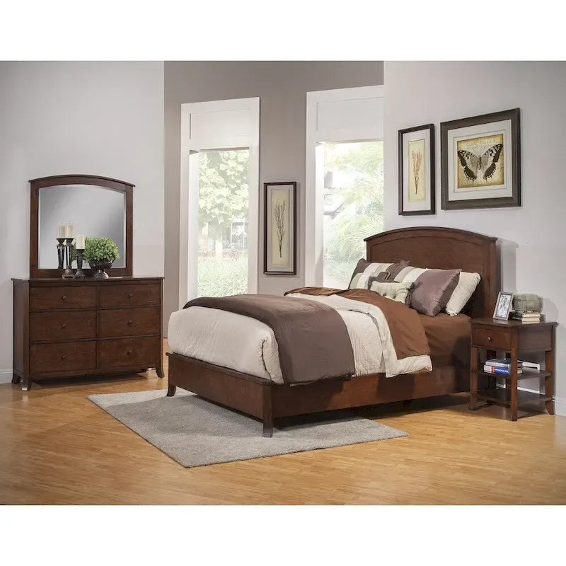 Panel Bed in Mahogany or White Finish with Classic Wood Design