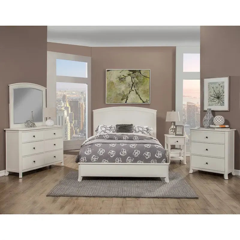 Panel Bed in Mahogany or White Finish with Classic Wood Design
