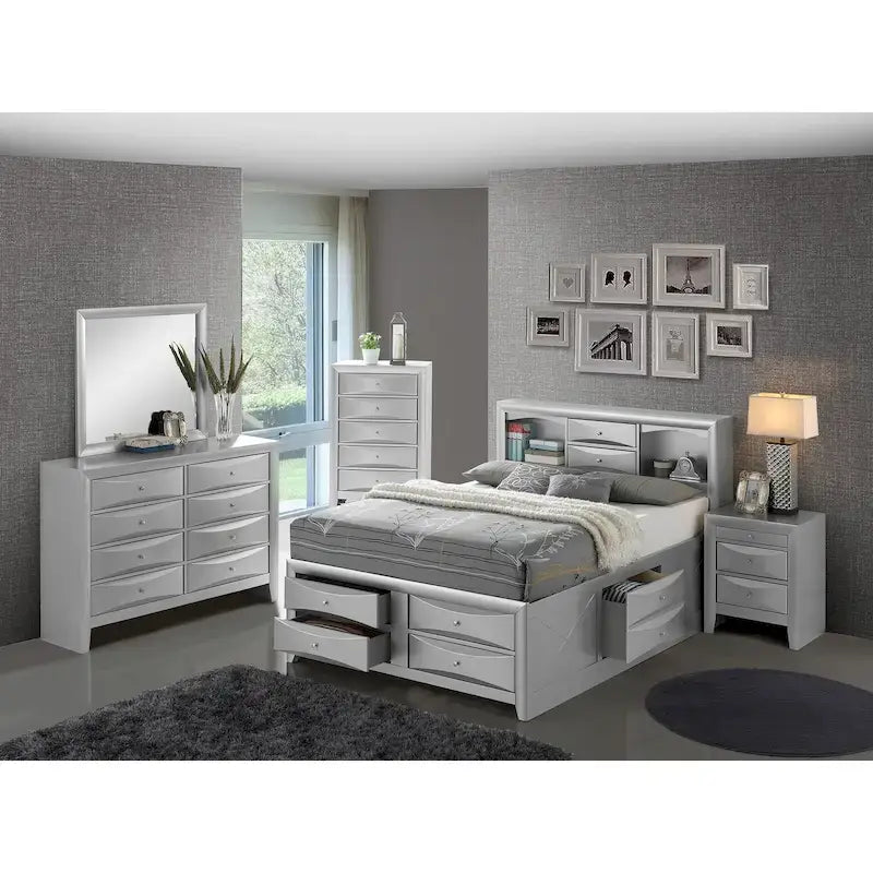 Lit de rangement à panneaux avec rangement sous le lit Chambre contemporaine