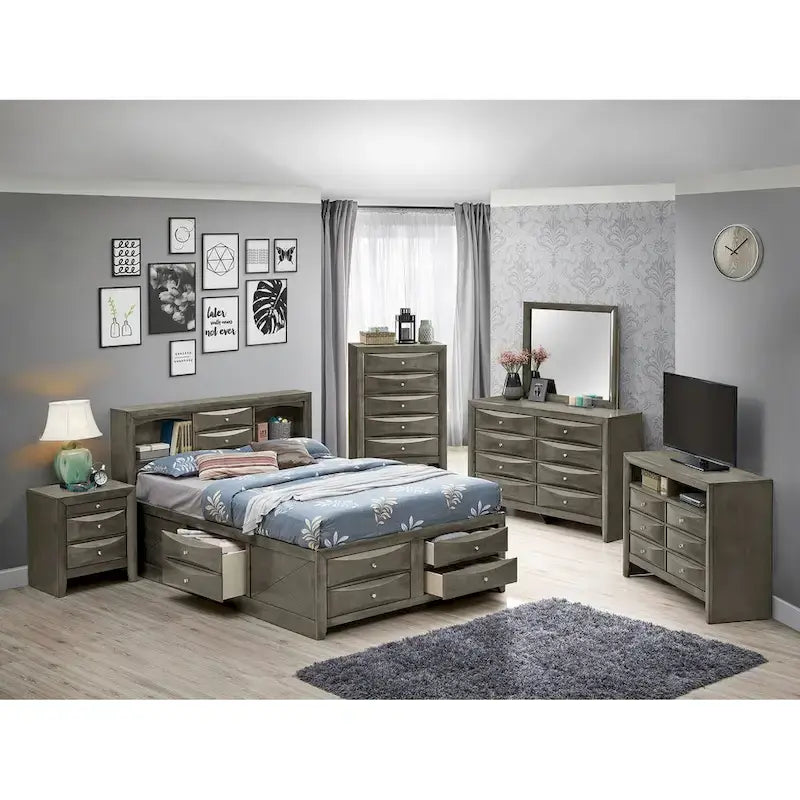 Full Panel Storage Bed with Under-Bed Storage Contemporary Bedroom