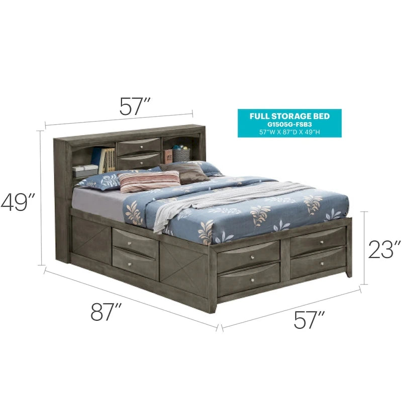 Full Panel Storage Bed with Under-Bed Storage Contemporary Bedroom