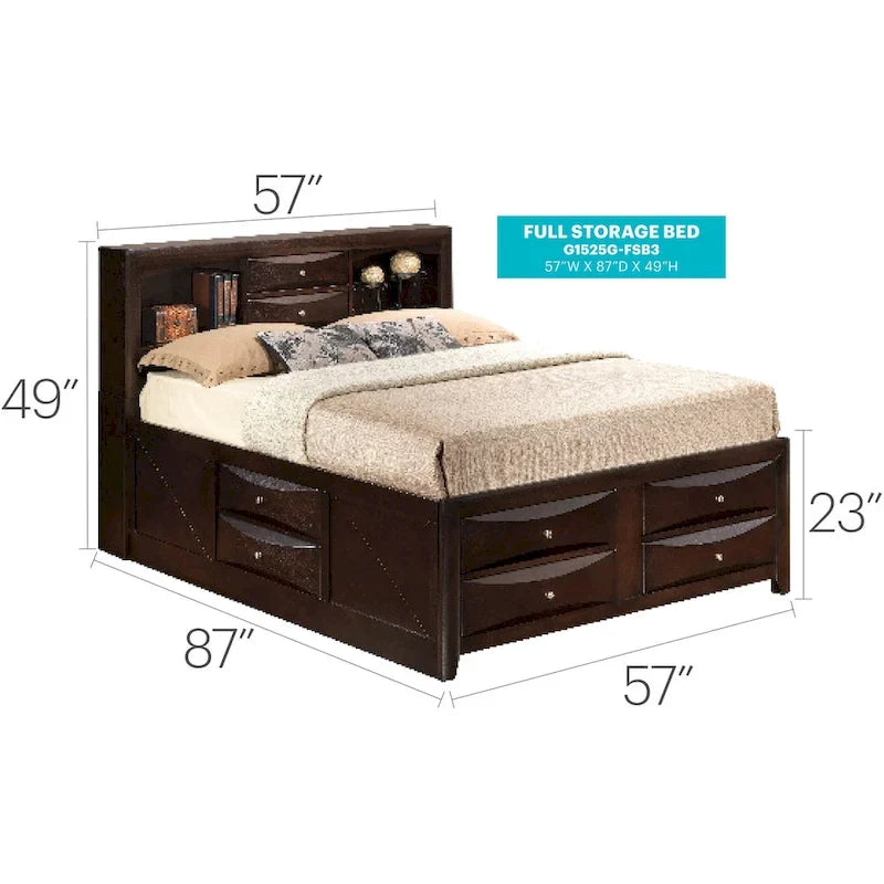 Full Panel Storage Bed with Under-Bed Storage Contemporary Bedroom