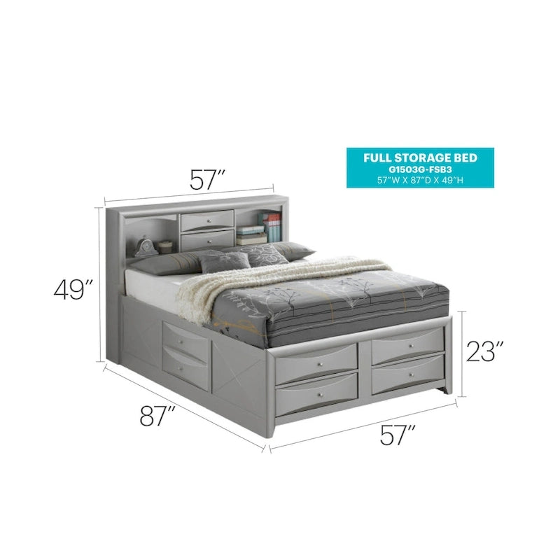 Full Panel Storage Bed with Under-Bed Storage Contemporary Bedroom