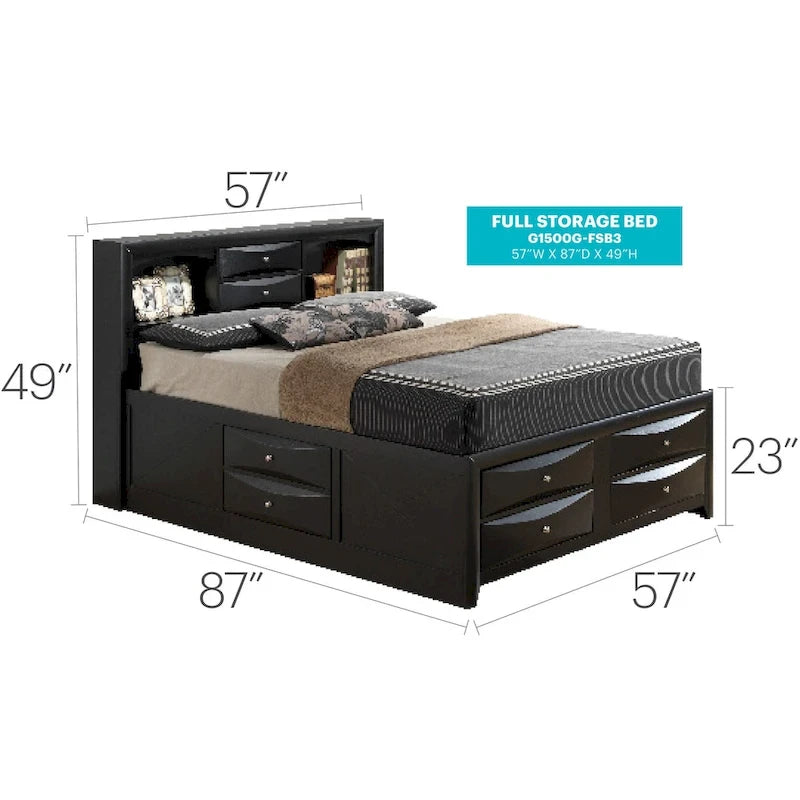 Full Panel Storage Bed with Under-Bed Storage Contemporary Bedroom