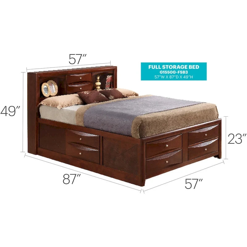Full Panel Storage Bed with Under-Bed Storage Contemporary Bedroom