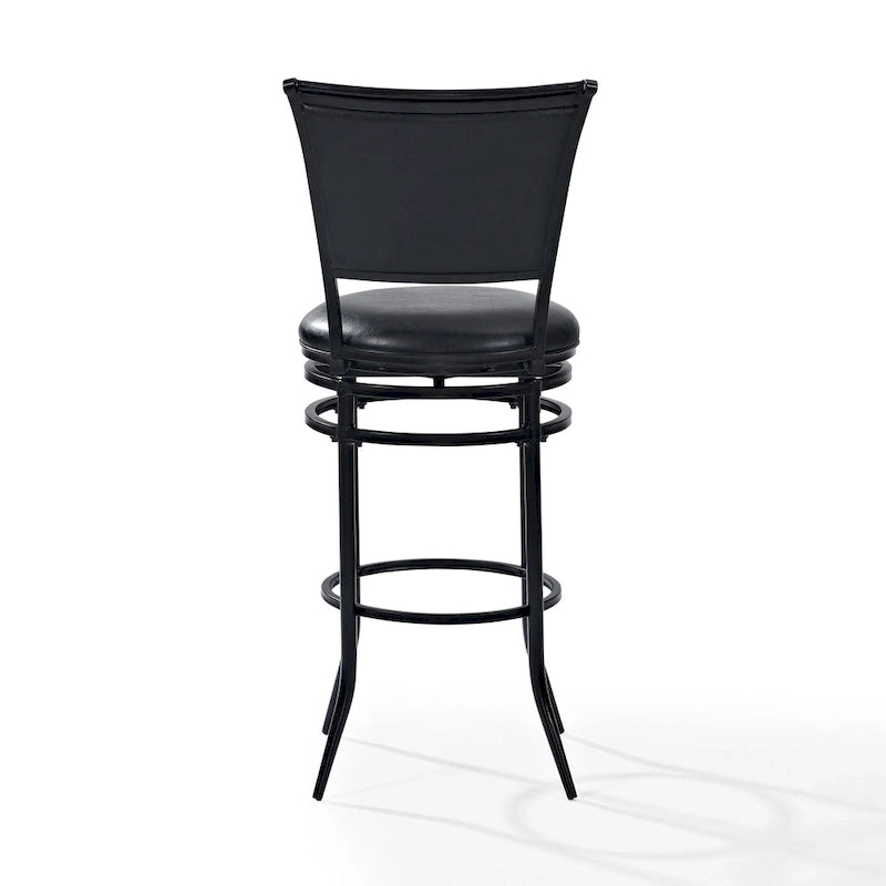 Black Swivel Bar Stool with Cushion High Back Metal Frame