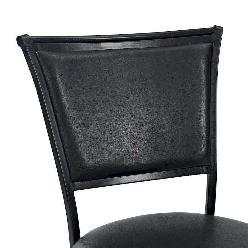 Black Swivel Bar Stool with Cushion High Back Metal Frame