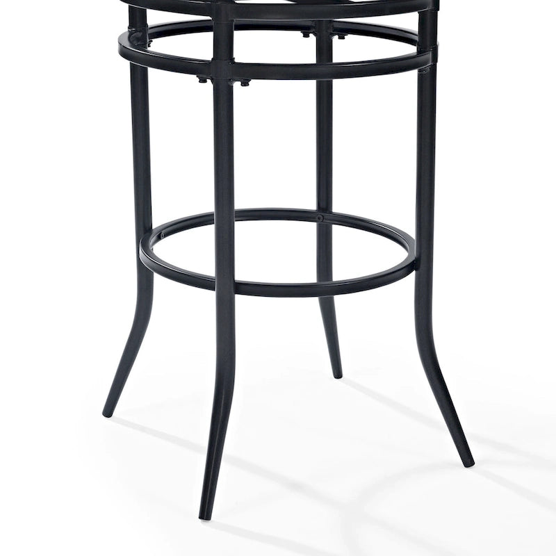 Black Swivel Bar Stool with Cushion High Back Metal Frame