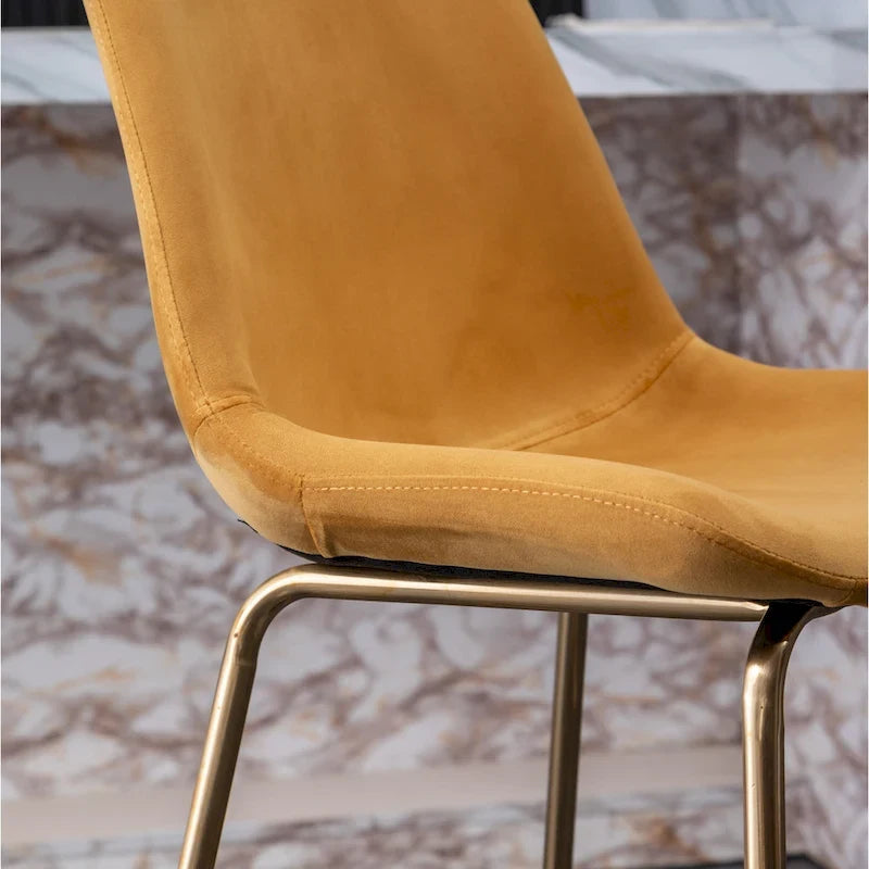 Modern Velvet Upholstered Counter Height Bar Stool with Gold Legs Set of 2
