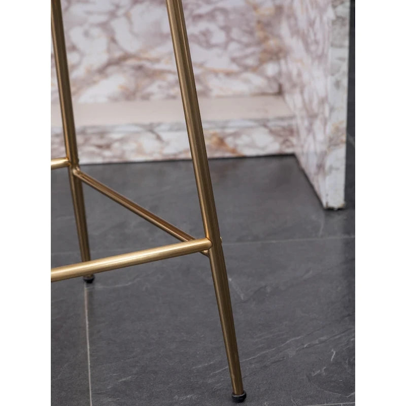 Modern Velvet Upholstered Counter Height Bar Stool with Gold Legs Set of 2