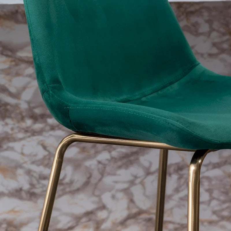 Modern Velvet Upholstered Counter Height Bar Stool with Gold Legs Set of 2