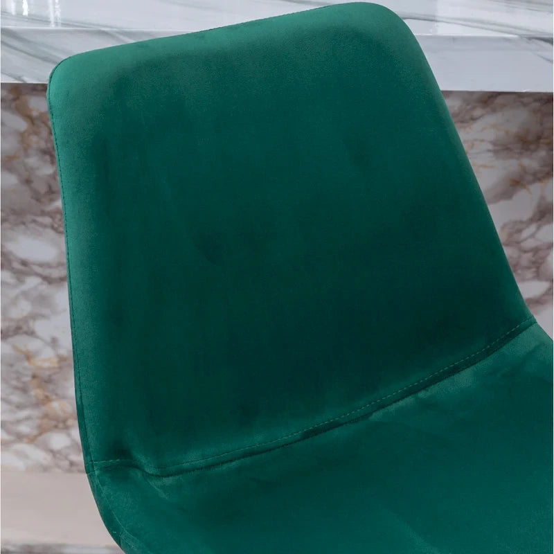 Modern Velvet Upholstered Counter Height Bar Stool with Gold Legs Set of 2