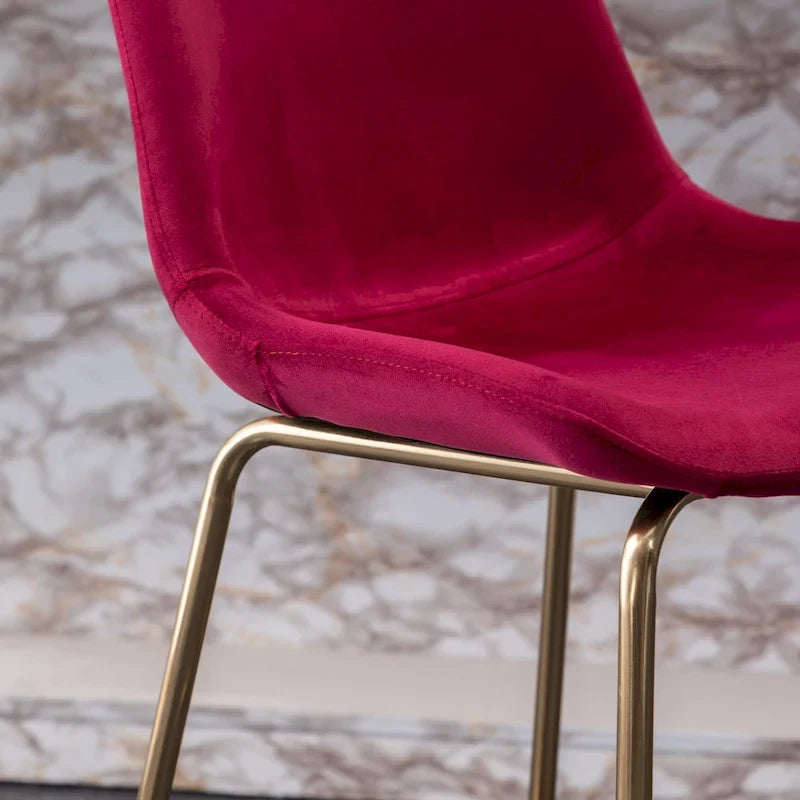 Modern Velvet Upholstered Counter Height Bar Stool with Gold Legs Set of 2