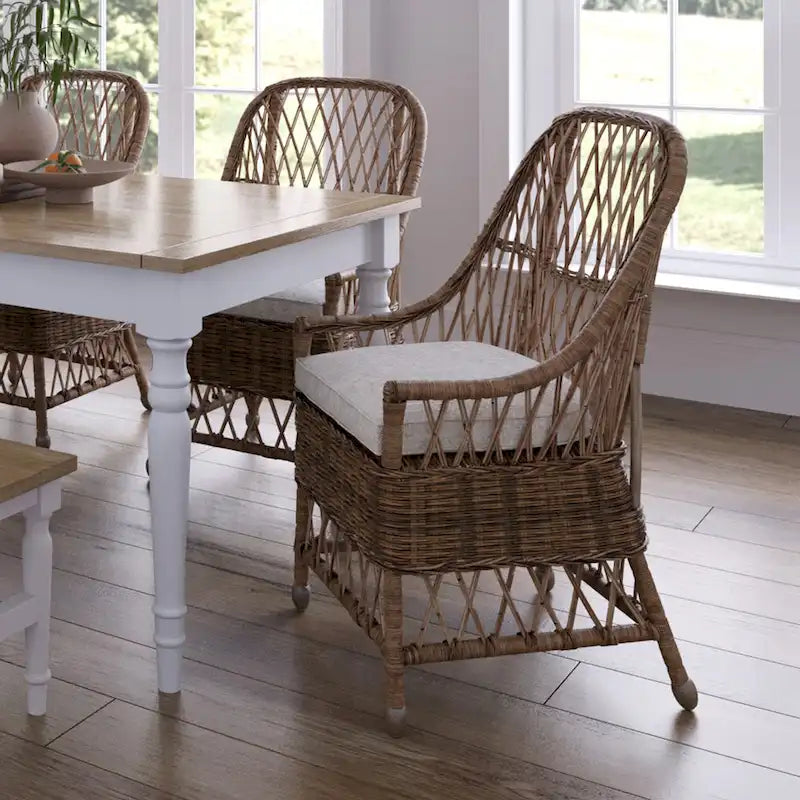 Curvilinear Rattan Cushioned Dining Chair