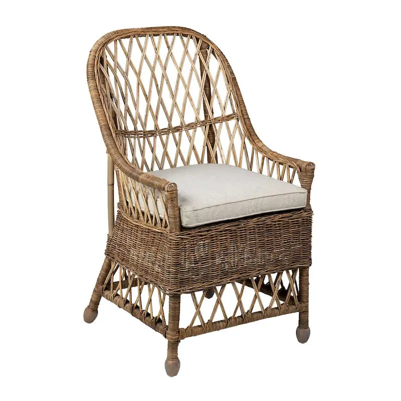 Curvilinear Rattan Cushioned Dining Chair