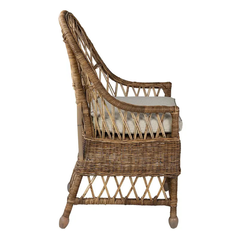 Curvilinear Rattan Cushioned Dining Chair