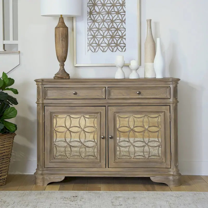Buffet miroir blanc antique avec tiroirs et étagère de rangement réglable