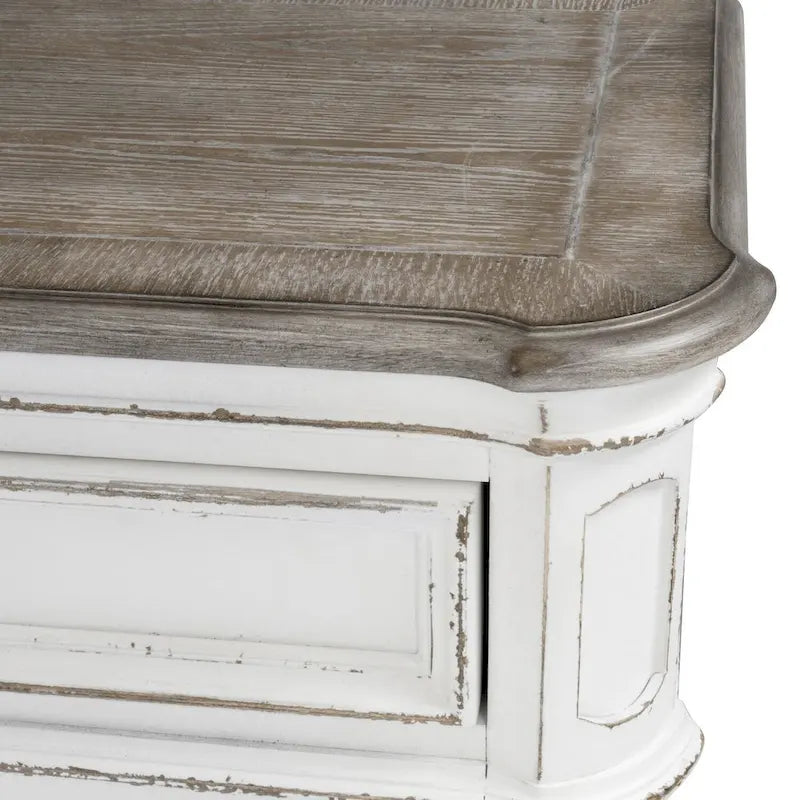 Antique White Mirrored Buffet with Drawers and Adjustable Shelf Storage