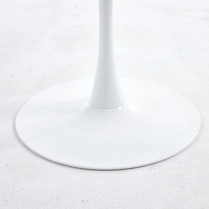 Dining Table with Round Marble Pattern Top for 4-6 People