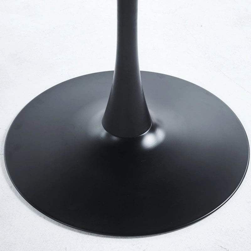 Dining Table with Round Marble Pattern Top for 4-6 People
